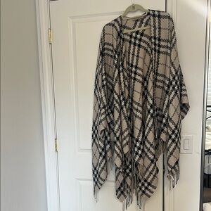Cream and Black Plaid Shawl Authentic Burberry